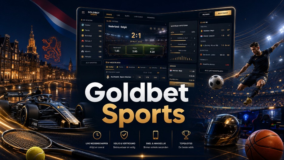 Goldbet Sports 2026 – online sportsbook voor Nederland met live weddenschappen op voetbal, tennis, basketbal, Formule 1 en aantrekkelijke odds